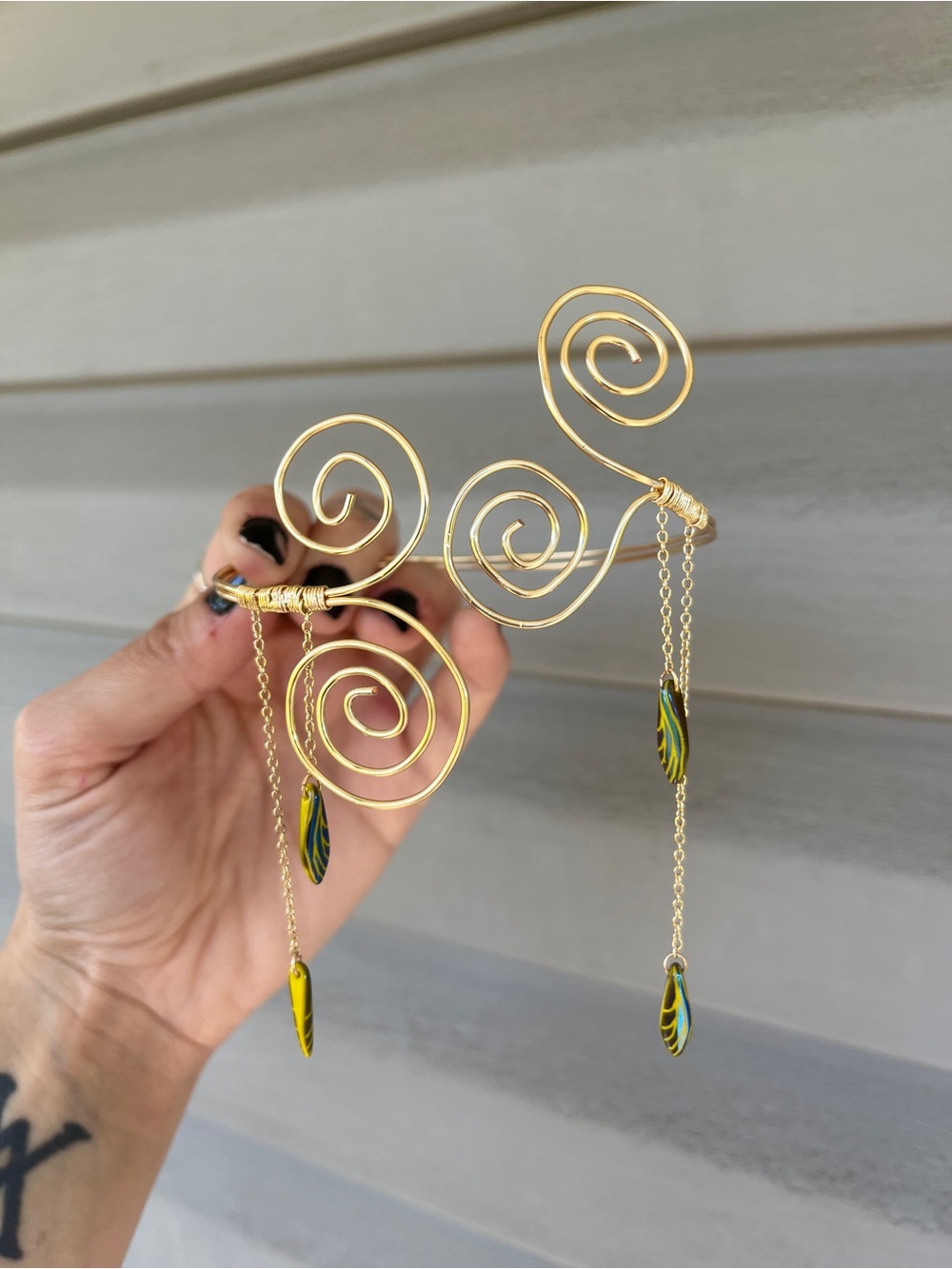 Handmade wire wrapped arm cuff